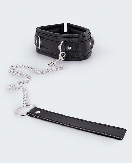 Male Power 802-466 PU Leather Collar & Leash, Black, Padded Adjustable