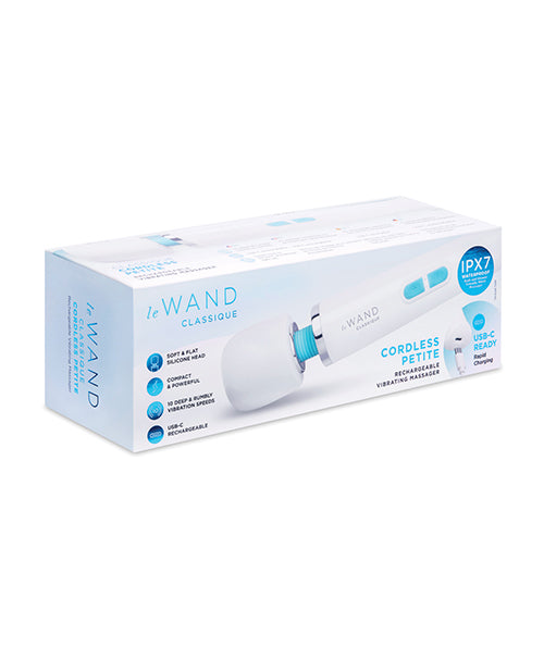 Le Wand Classique Petite Cordless Wand Massager, White - IPX7 Waterproof