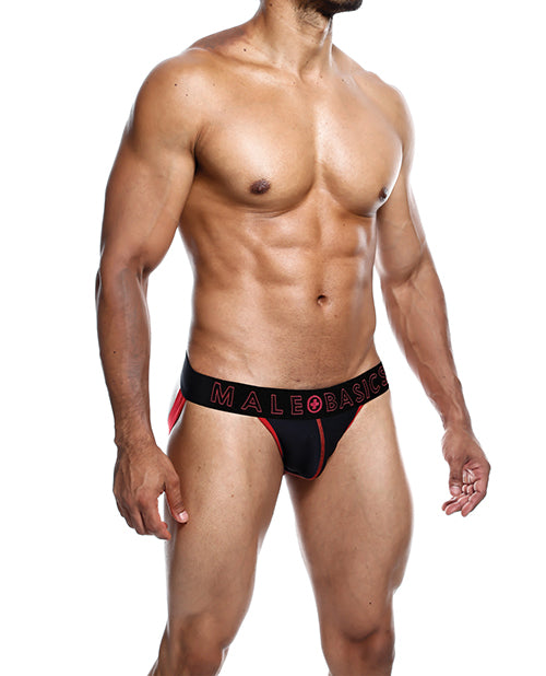 Male Basics MBN04 Red SM Neon Jockstrap, Red, Nylon Spandex