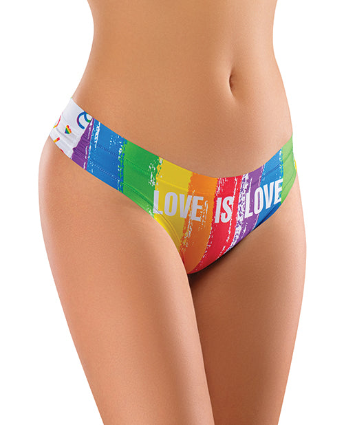 Mememe CPL-24 Pride Love Is Printed Thong, Rainbow, XL Waist