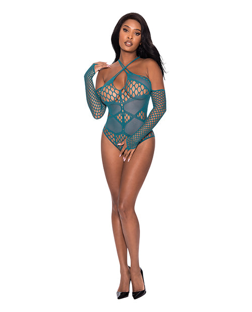 Magic Silk Seamless Long Sleeve Teddy S166, Turquoise, One Size