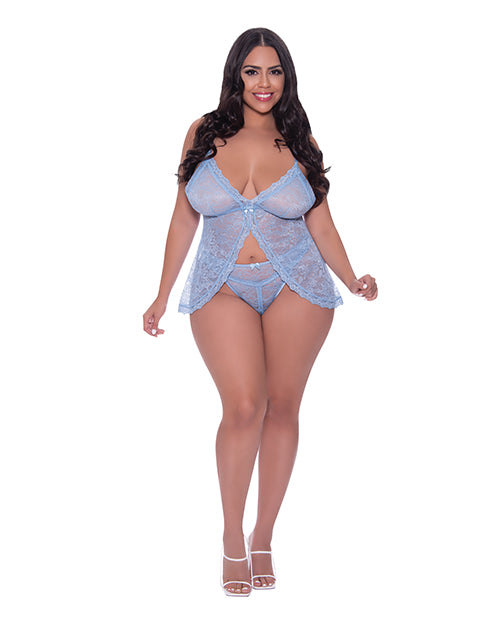 Magic Silk M307 PWKL QN Babydoll & Split Crotch Panty, Periwinkle Queen