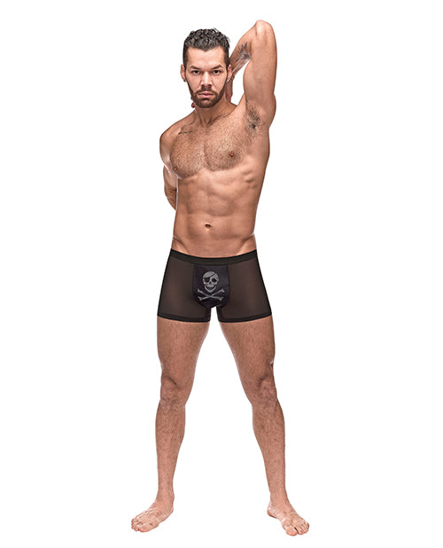 Male Power 181-262 Micro Mesh & Modal Skull Pouch Short, Black, Large