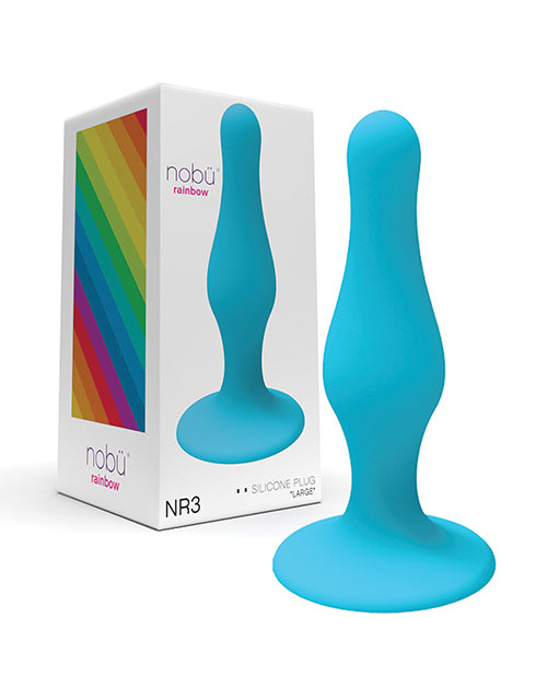 Nobu NB001553 Rainbow Large Silicone Plug, Blue, Medical Grade Silicone