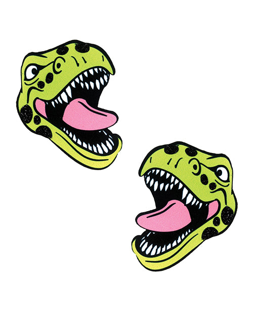 Neva Nude FA-REX-NS Sexy TRexy Dinosaur Pasties, Green Glitter, 2.5"x3"
