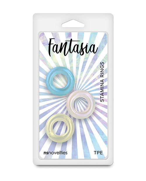 NS Novelties Fantasia Stamina Cock Rings, Multi-Color 3-Pack