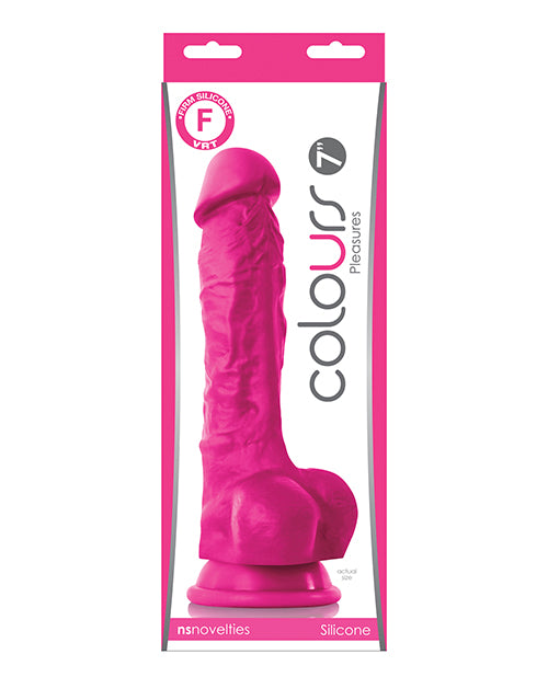 NS Novelties Colours Pleasures 7" Dong with Balls & Suction Cup, Pink Silicone