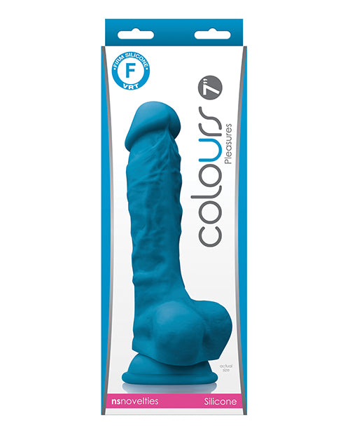 NS Novelties Colours Pleasures 7" Veined Silicone Dong – Body-Safe, Blue