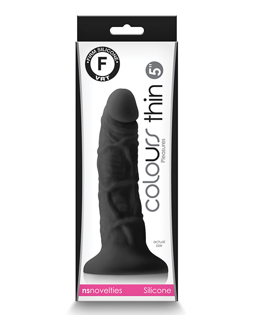 NS Novelties NSN-0405-53 Colours Pleasures Dildo, 5-Inch Thin, Black Silicone