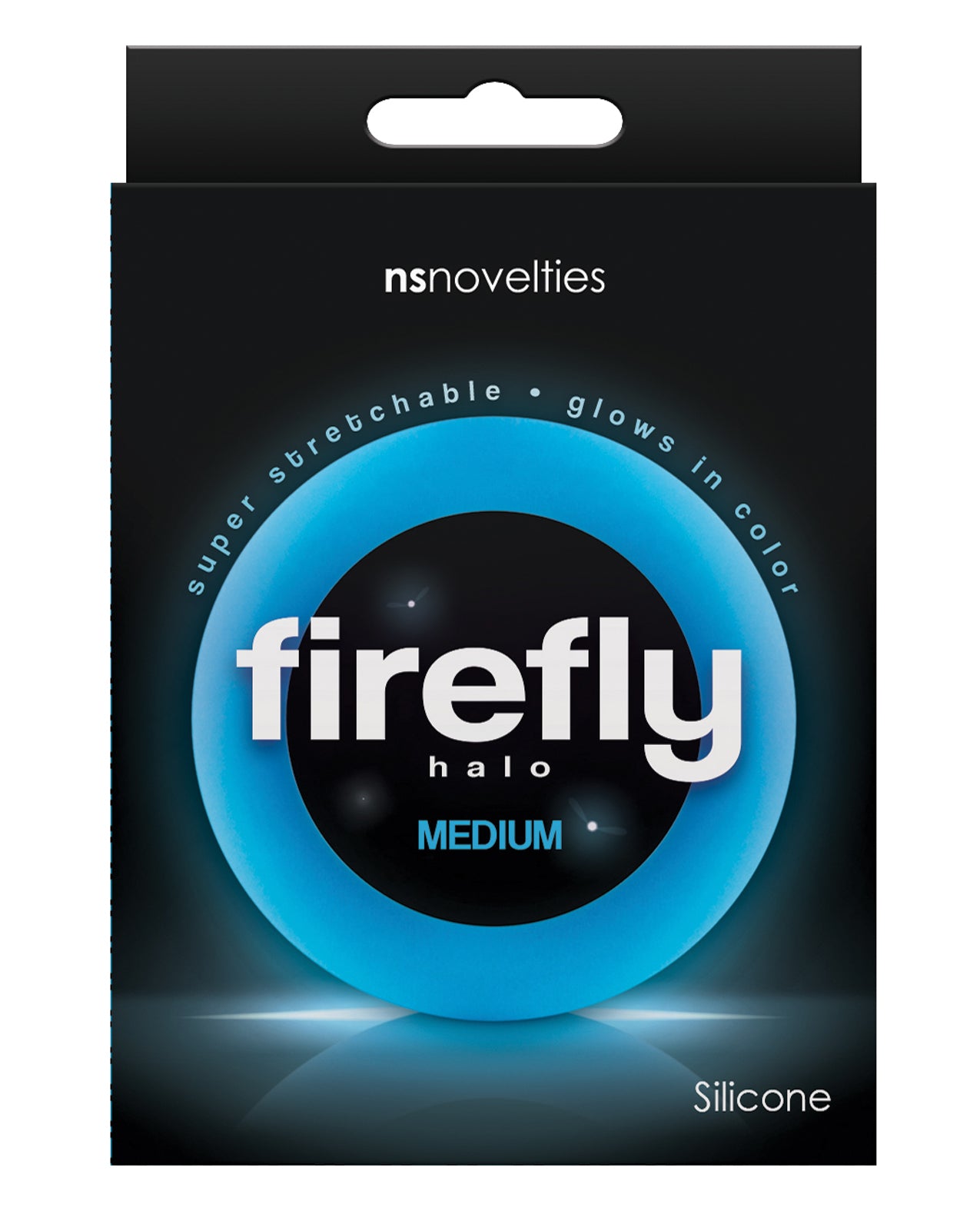 NS Novelties NSN-0473-37 Firefly Halo Medium Cockring, Blue Glow-in-the-dark