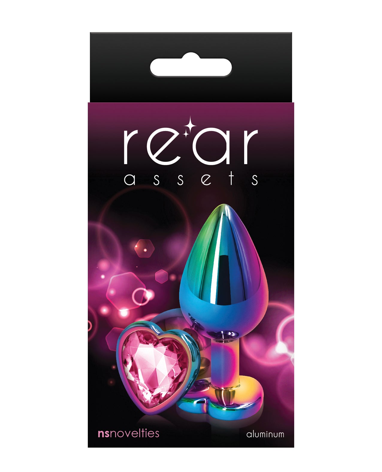 NS Novelties Rear Assets Multicolor Heart Anal Toy, Medium Pink