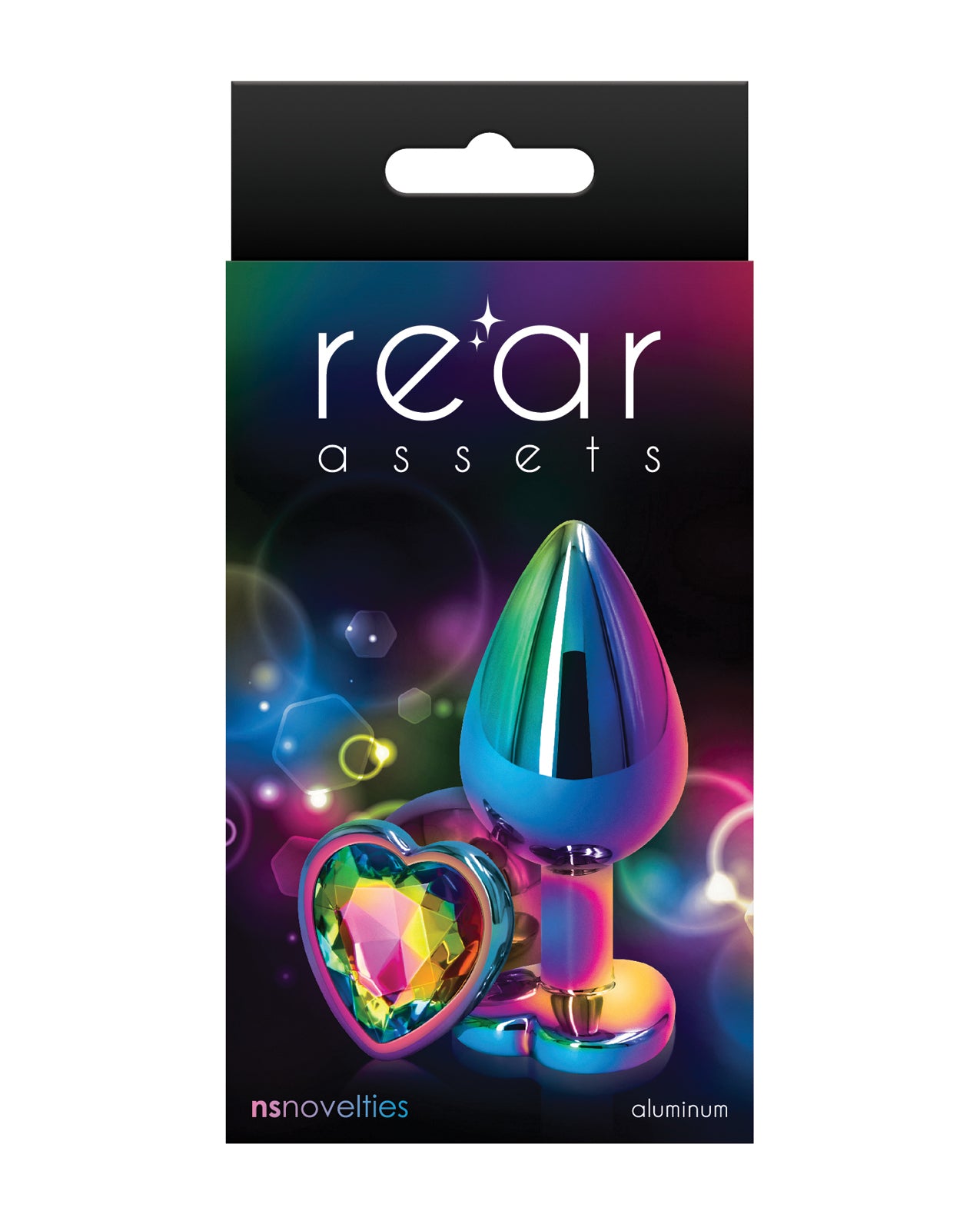 NS Novelties Rear Assets Heart Anal Plug, Medium, Rainbow Aluminum