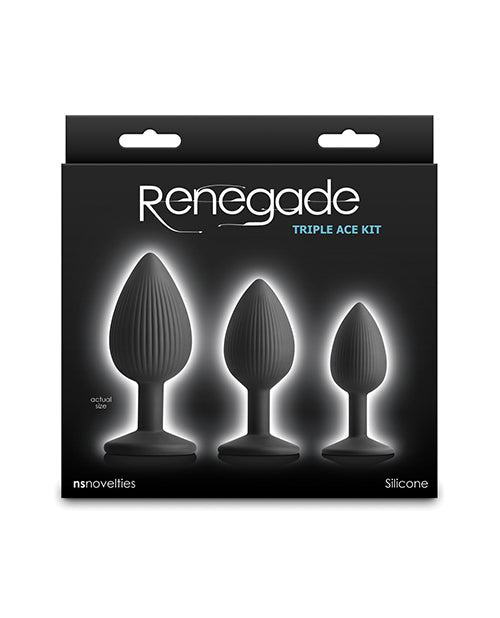 NS Novelties NSN-1105-80 Triple Ace Anal Kit, Black Silicone