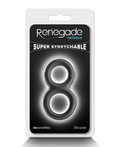 NS Novelties NSN-1112-33 Renegade Twofold Silicone Ring, Black, Stretchy