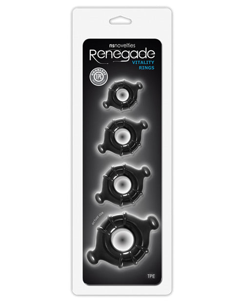 NS Novelties NSN-1116-63 Renegade Vitality Rings, Vibrating TPE Set of 4