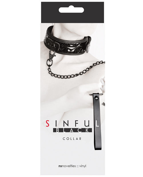 NS Novelties Sinful Adjustable Collar with 26-inch Leash, Black