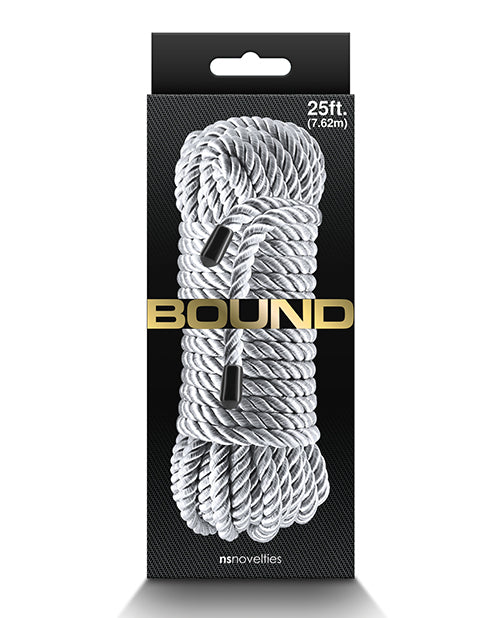 NS Novelties Bound Rope, Silver – 25ft Soft Polyester for Intimate Play