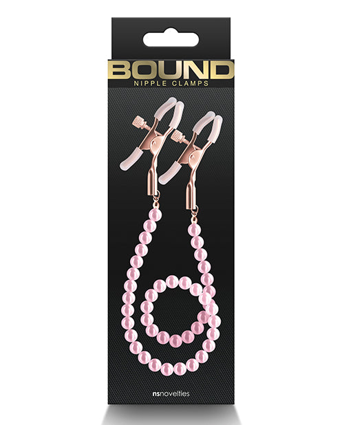 NS Novelties NSN-1302-44 Bound DC1 Nipple Clamps, Pink, Adjustable