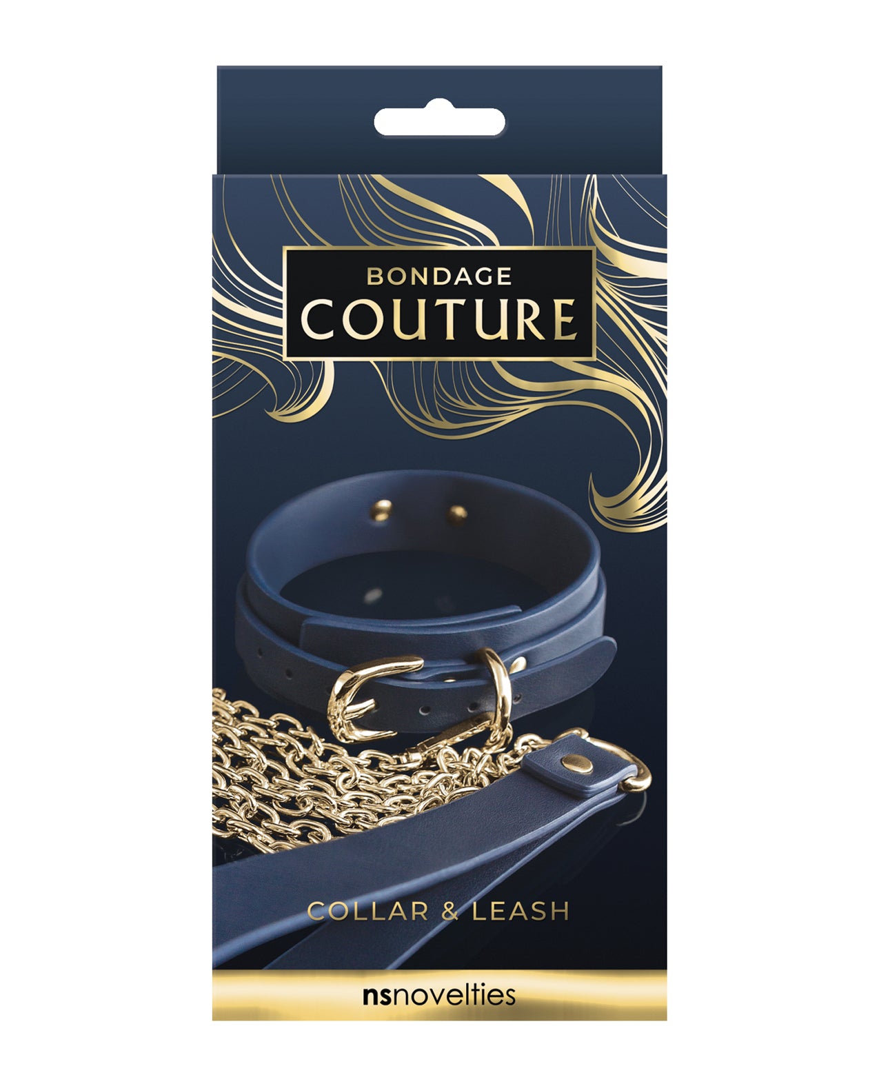 NS Novelties Bondage Couture Collar and Leash, Blue – Vegan Friendly