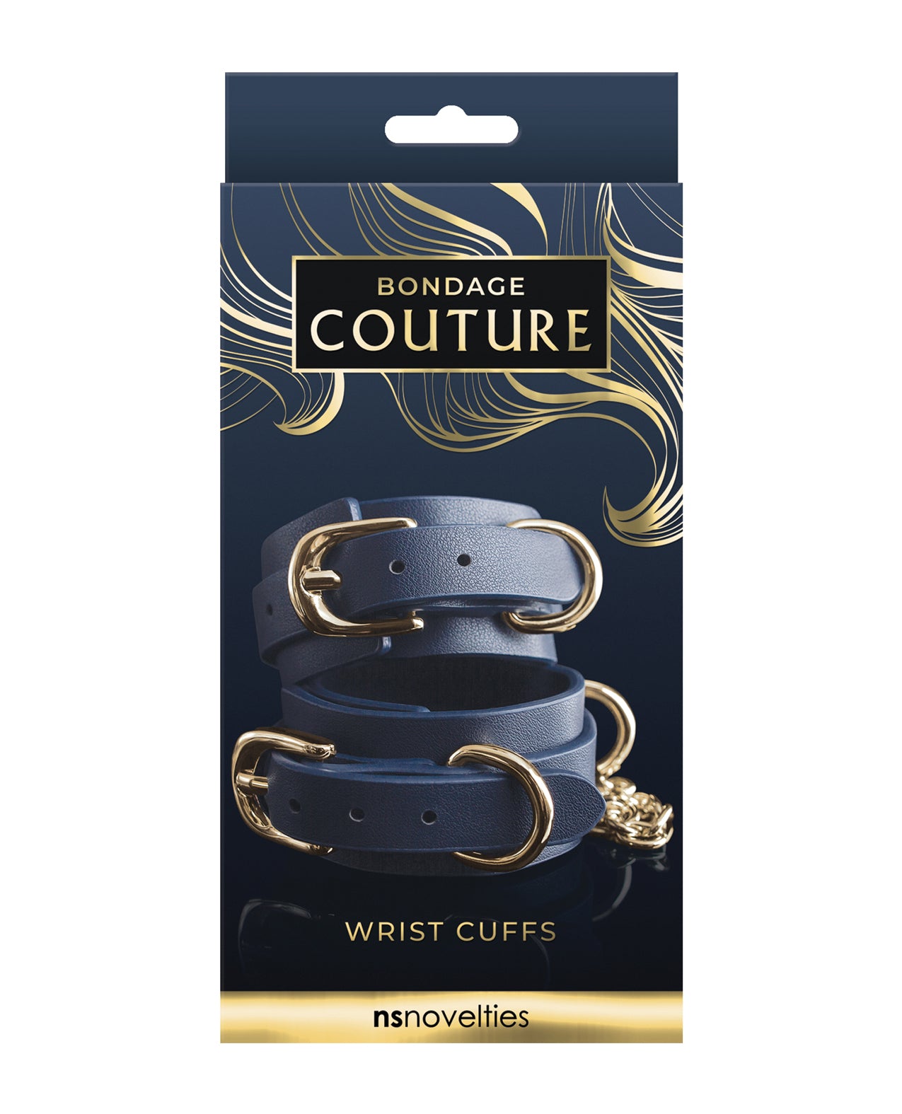 NS Novelties NSN-1306-37 Bondage Couture Vinyl Wrist Cuff, Blue