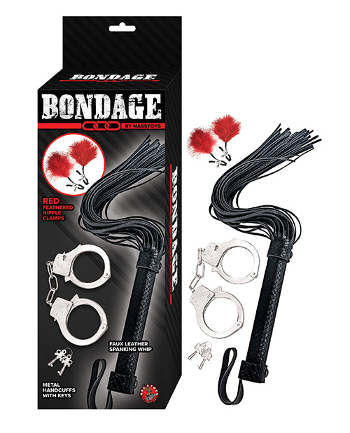 Nasstoys 3187-1 Bondage Whip & Cuff Set, Red, Multi-Color