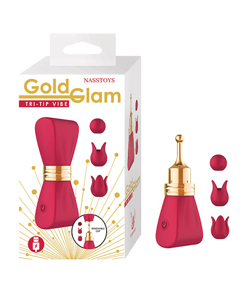 Nasstoys Gold Glam Tri-Tip Vibe, Red – USB Rechargeable, 10 Functions