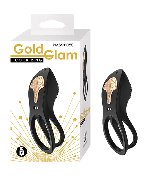 Nasstoys Gold Glam Vibrating Cock Ring, Black with 10 Functions