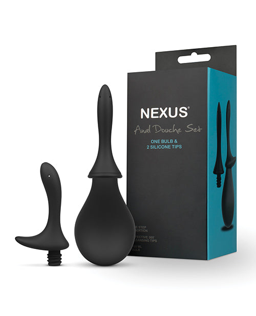 Nexus Anal Douche Set, 260ml Silicone Bulb with Dual Tips