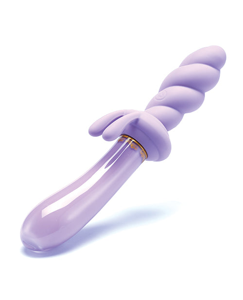 Cristal Jade Twist Rabbit Vibrator, Borosilicate Glass