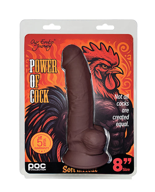 Our Erotic Journey Power of Cock Dildo, 8", Realistic Skin, Silicone, Brown