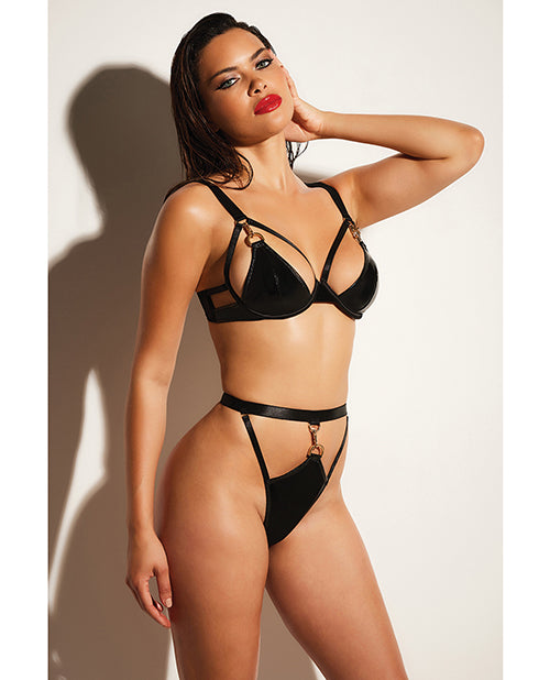 Oh La La Cheri 40-11365B Unlined Underwire Bra & Panty Set, Black SM