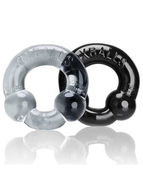 Oxballs Ultraballs Cock Rings, 2-Pack – Black & Clear FLEX-TPR