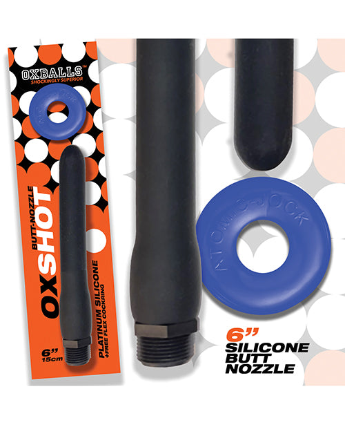 Oxballs OX-8000-6-BLKBLU Oxshot 6" Silicone Butt Nozzle, Black/Blue