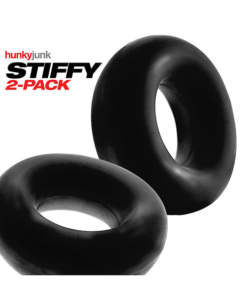Hunky Junk HUJ-126-TARICE Stiffy 2 Pack Cockrings, Black Silicone/TPR