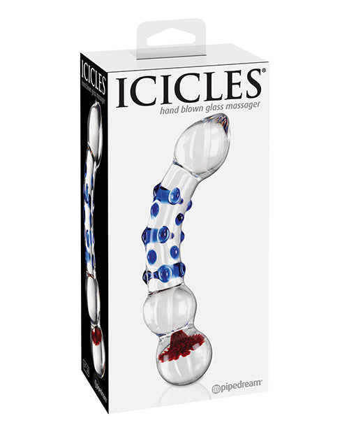Pipedream Icicles No. 18 Glass Massager, Clear w/ Blue Knobs