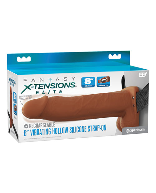 Pipedream Products Fantasy X-TENSIONS Elite 8" Vibrating Hollow Strap-On, Brown
