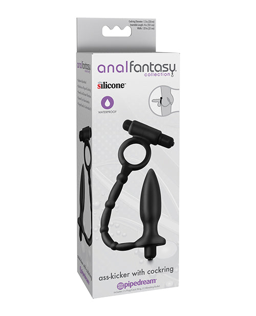 Pipedream Anal Fantasy Ass Kicker w/Cockring, Black Vibrating Silicone