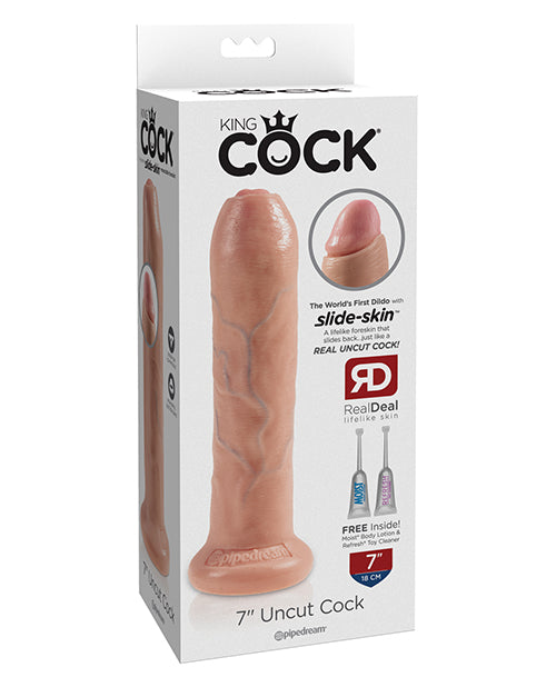 Pipedream King Cock 7" Uncut Dildo, Latex-Free PVC