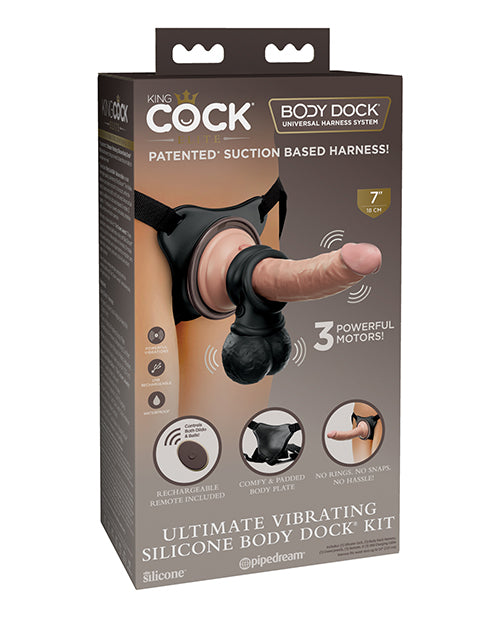 Pipedream King Cock Elite Ultimate Vibrating Body Dock Kit, 10 Modes, Remote