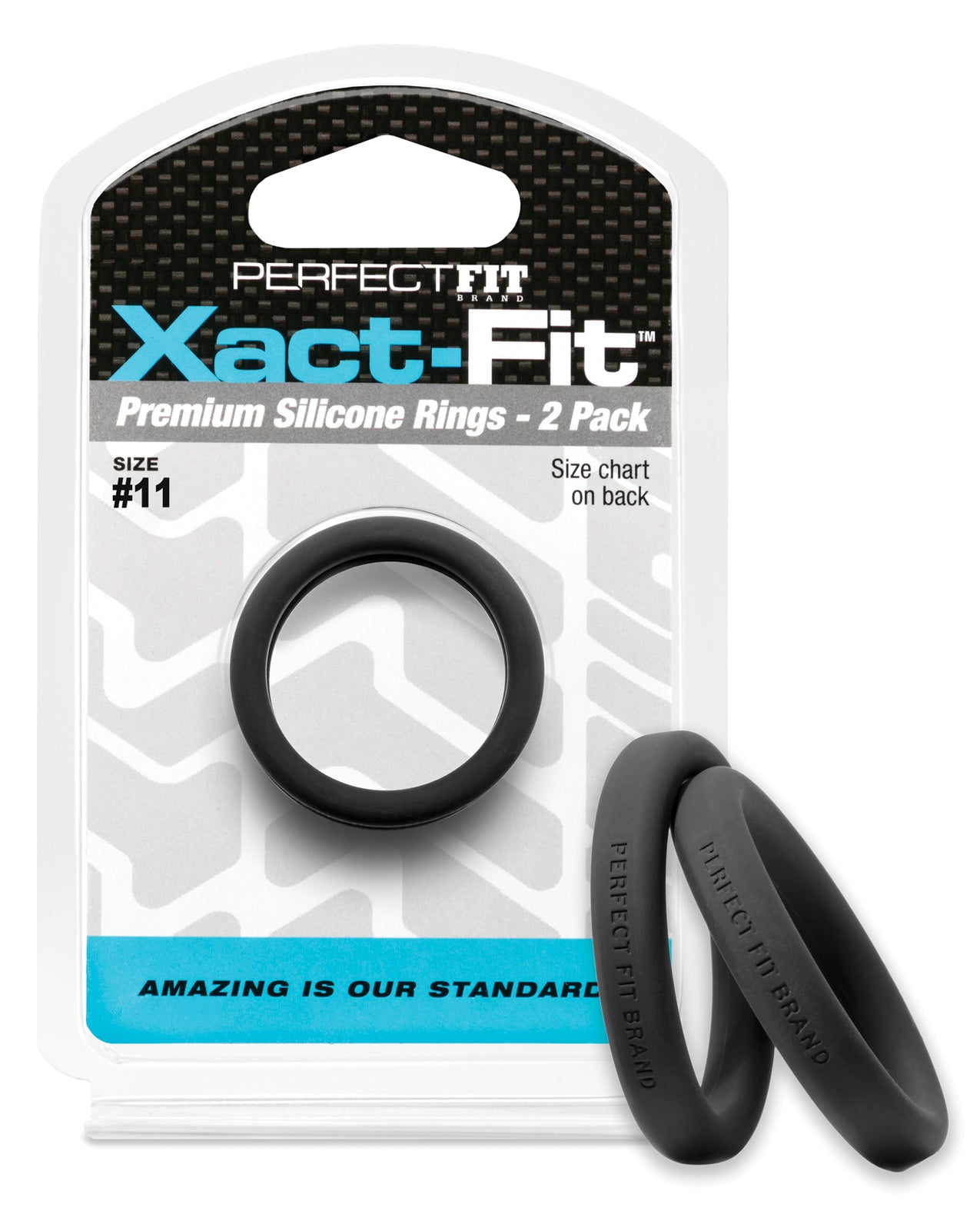 Perfect Fit Brand Xact Fit #11 Cock Ring, 1.1 Inch Silicone, 2-Pack