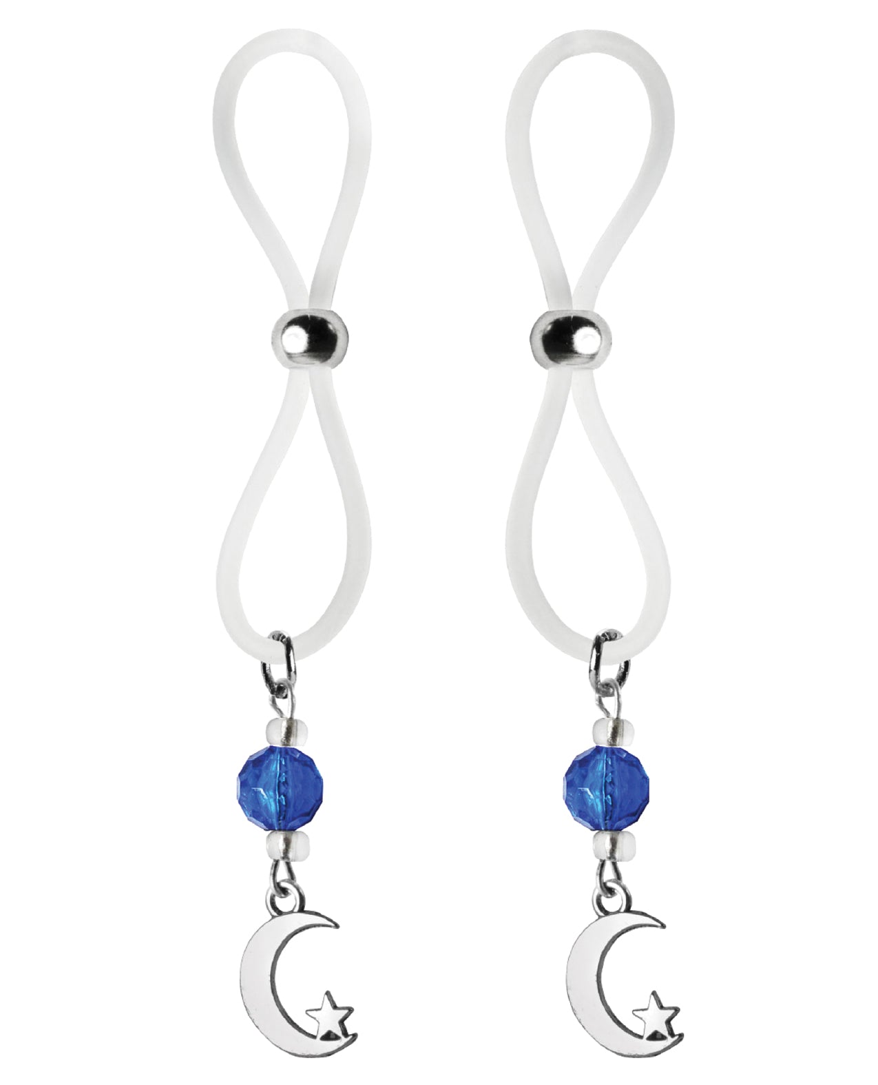 PHS International BDN908C Nipple Halos Moon & Star Charm, Blue/Clear