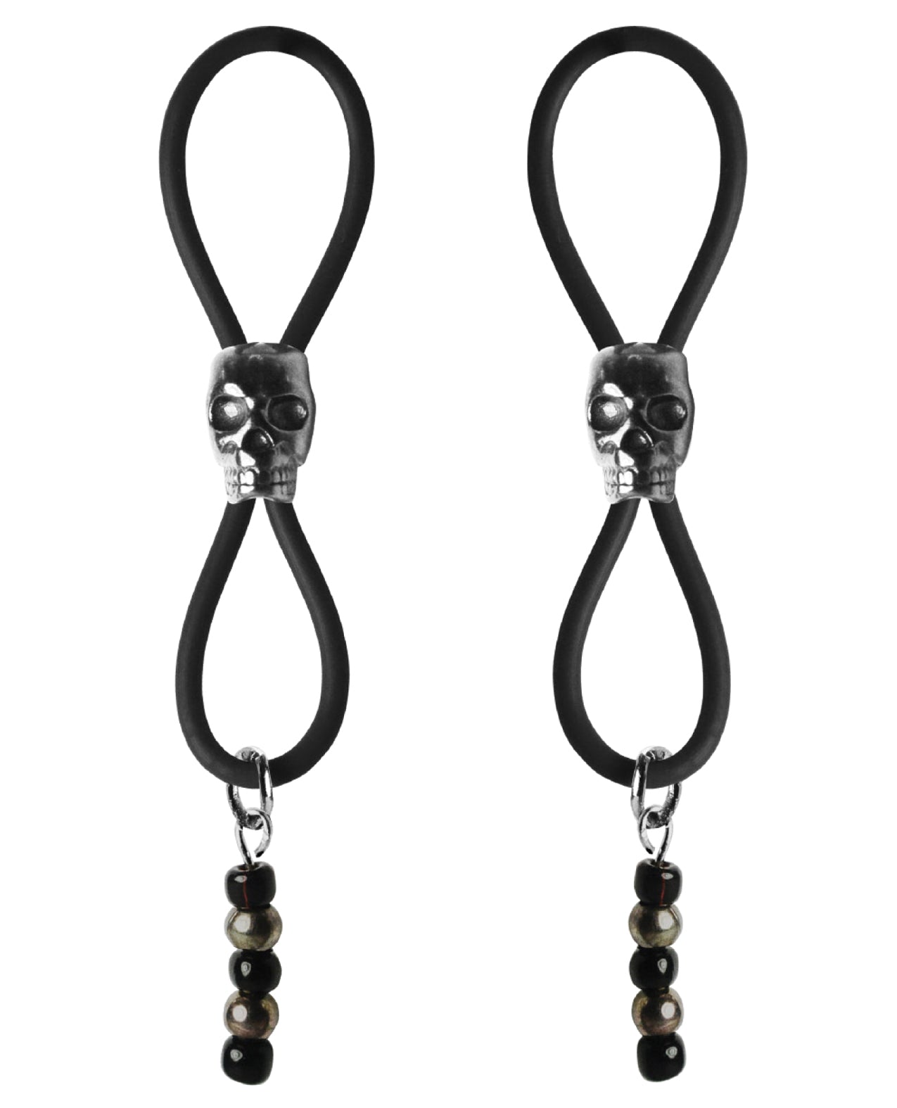 PHS International BDN915BLK Nipple Halos Black Skull Slider - Black/Silver