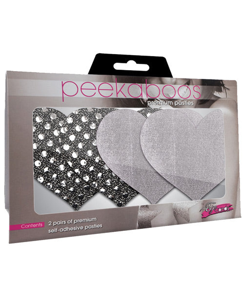 Xgen PK001H Dark Angel Hearts Pasties, Silver, 2 Pairs