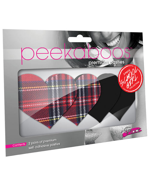 Xgen PK027H Peekaboos Schoolgirl Hearts, Red/Black, Polyester