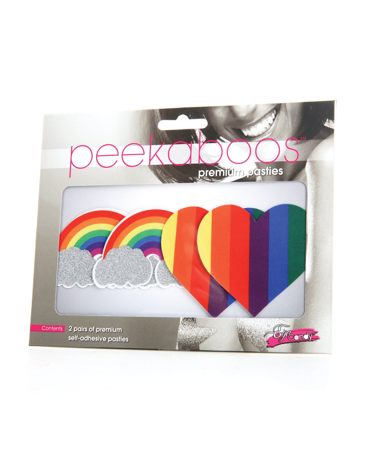 Xgen PK345 Pride Glitters Rainbows & Hearts Pasties, 2 Pairs, Rainbow