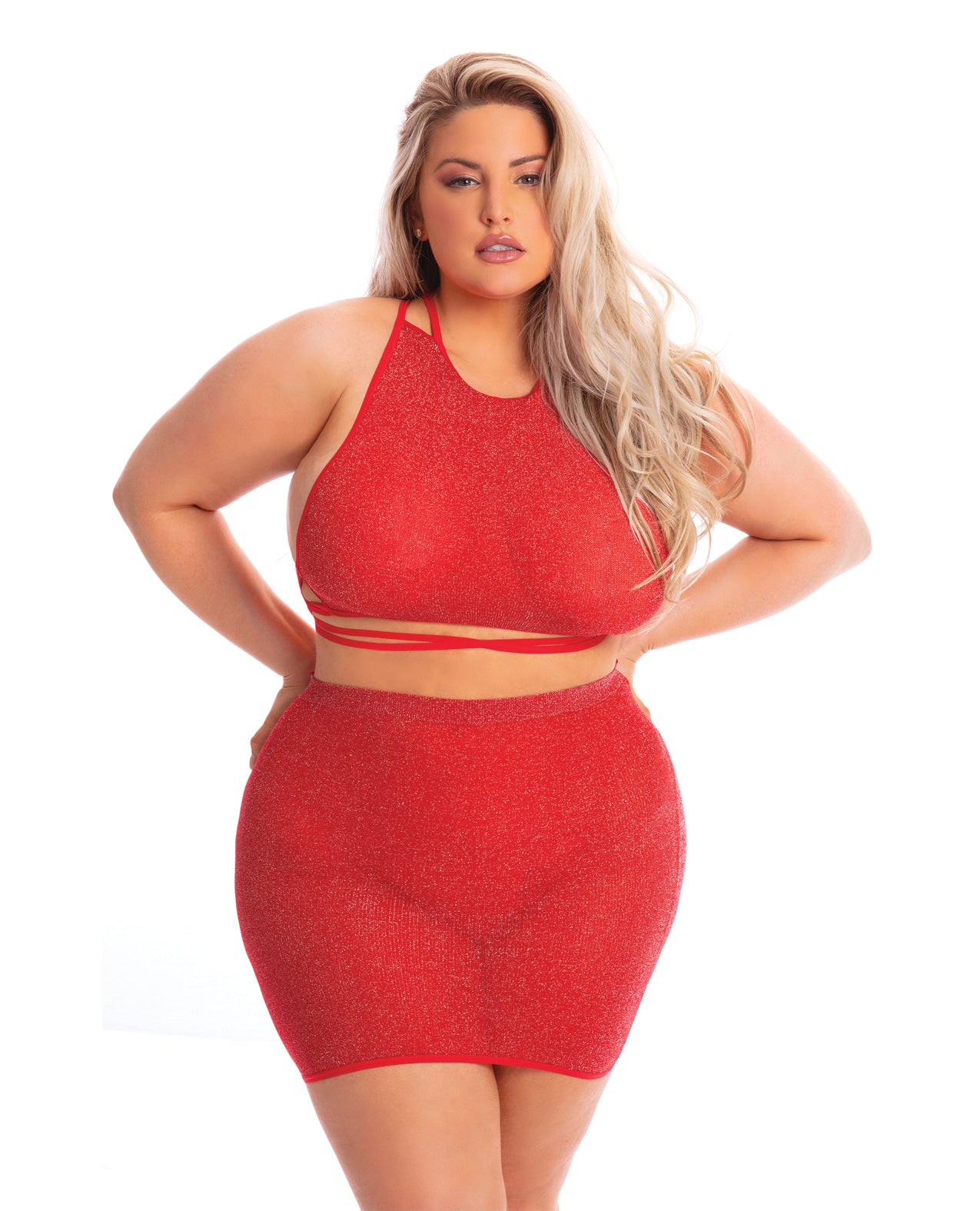 Pink Lipstick 23075X-RED OS Midnight Sun Skirt Set, Red