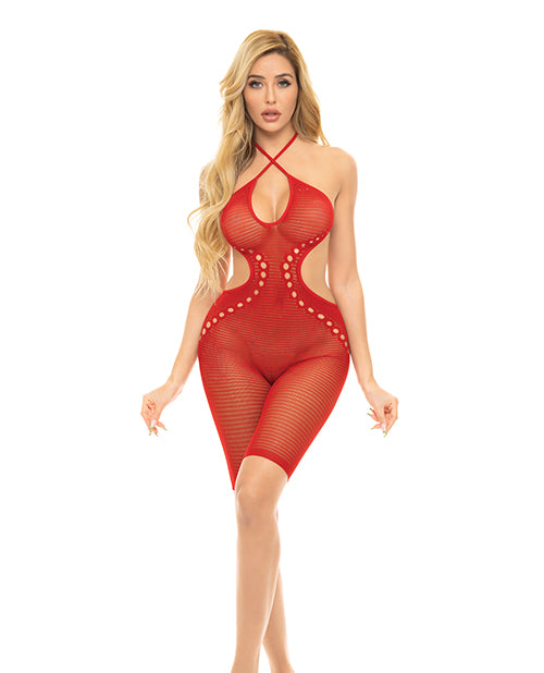 Pink Lipstick 27056-RED OS Fill Me In Bodystocking, Red, Nylon/Spandex