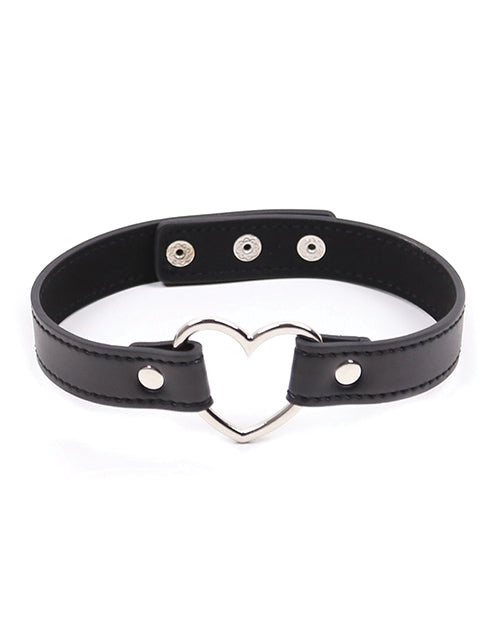 Plesur PC75851 PVC Heart Connector Choker, Black, Adjustable, 12-16 inch
