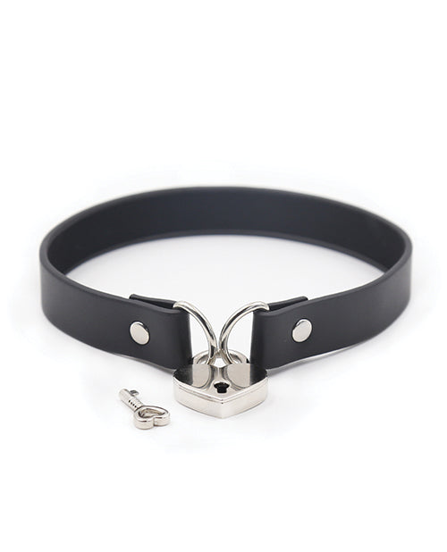 Plesur PC75853 PVC Collar w/Heart Lock, Black, 14 inch