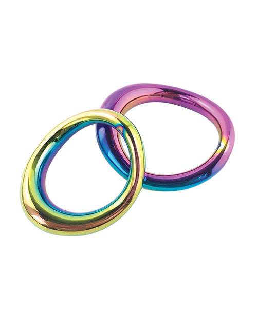 Plesur 1-3/4" Metal Cock Ring - Rainbow, Stainless Steel